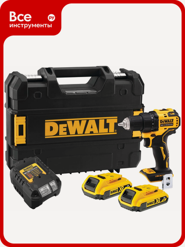 Изображение товара Аккумуляторная дрель-шуруповерт Dewalt DCD708D2T, 18 В, 1650 об/мин, с 2 АКБ 2 Ач и ЗУ, в кейсе TSTAK DCD708D2T-QW