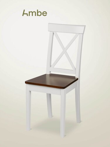 Изображение товара Ambe Стул деревянный кухонный с жестким сиденьем Бергольф Слоновая кость, Темный орех