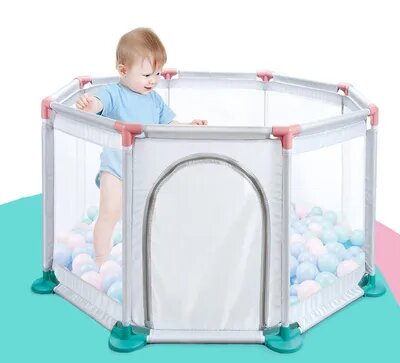 Детский манеж, для детей 1-12 мес, складной, металл, пластик, текстиль — фото 1