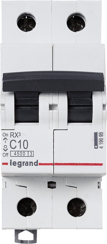 Выключатель автоматический модульный 2п C 10А 4.5кА RX3 Leg LEGRAND 419695 (1 шт.)