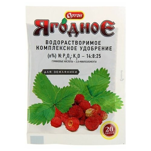 Комплексное водорастворимое удобрение Ортон, с гуматом, ягодное для земляники, 20 г комплексное водорастворимое удобрение с гуматом ортон ягодное для земляники 20 г