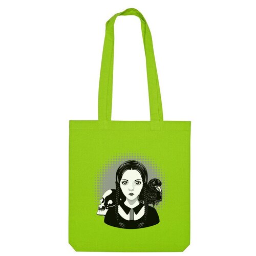 Сумка шоппер Us Basic, зеленый сумка готическая девушка с черепом и вороном зеленое яблоко