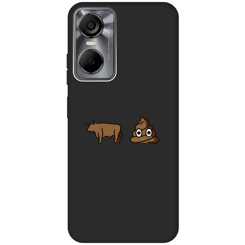 Матовый чехол Bull and Poo для Tecno Pop 6 Pro / Техно Поп 6 Про с 3D эффектом черный силиконовый чехол с принтом bull and poo для tecno pop 6 pro техно поп 6 про