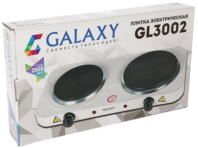 Galaxy Плитка электрическая Galaxy GL 3002, 2 конфорки, 2500 Вт, белая - фотография № 6