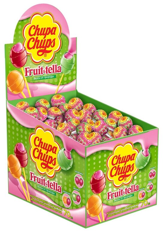 Карамель Chupa Chups "Fruittella. Макс", ассорти, 17г, дисплей, 70 шт.