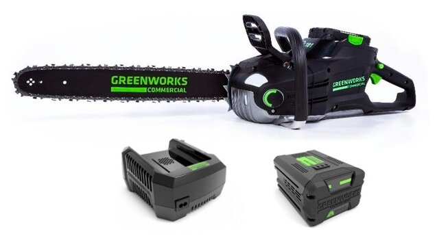 Цепная пила аккумуляторная Greenworks GC82CS25, 82V, 46 см, бесщеточная, с 1хАКБ 2.5 А.ч. и ЗУ 2007507UA - фотография № 1