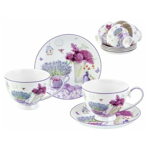 фото Чайный набор elan gallery new bone china лаванда 12 предметов 420466