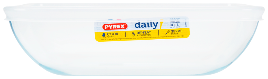 Блюдо Pyrex для запекания и выпечки с крышкой DAILY 22x17x6см прямоугольное 342B000/D