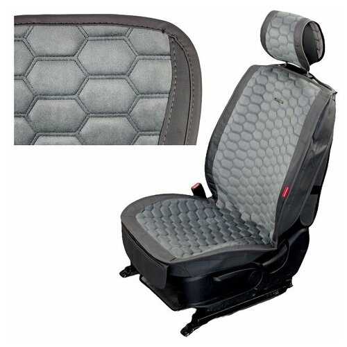 Комплект накидок на весь салон СОТЫ+, ткань велюр, цвет серый, кант темно-серый