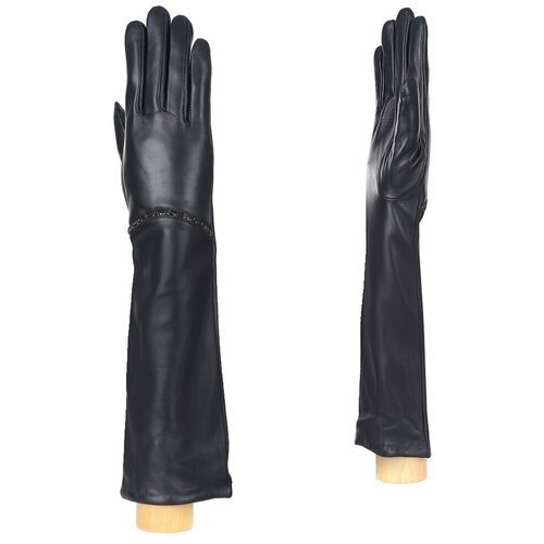 фото Перчатки fabretti, демисезон/зима, натуральная кожа, удлиненные, утепленные, подкладка, размер 7.5, черный