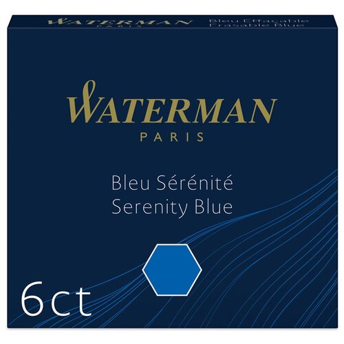 Картриджи чернильные Waterman International, синий, 6шт, картонная коробка
