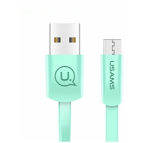 Дата-Кабель USAMS-U2 USB - micro USB, плоский, зеленый дата кабель usams usb micro usb u38