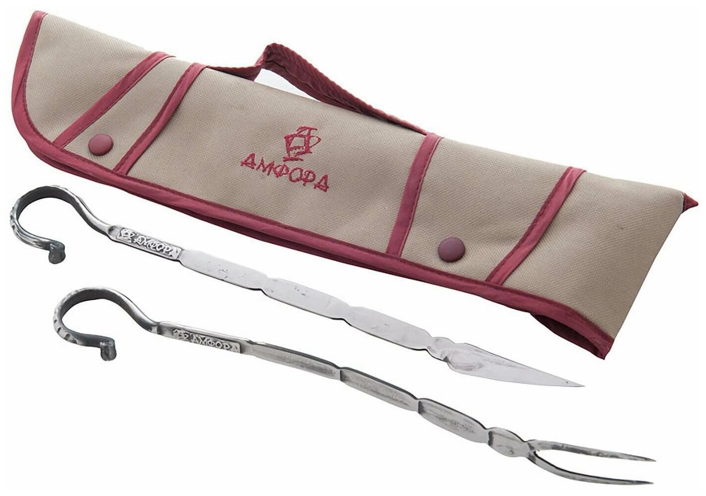 Набор для пикника гриля и барбекю KOLUNDROV кованный нож и вилка в чехле подарочный набор инструментов для мангала