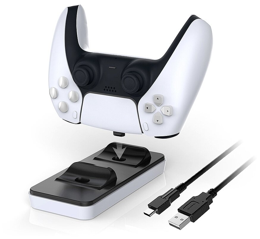 Зарядная станция для 2-x геймпадов DualSense PlayStation 5 (PS5) DOBE Charging Dock TP5-0505 - фотография № 5