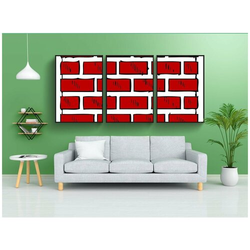 фото Набор модулных постеров для интерьера "кирпичная стена, кирпич, стена" 60x90 см. в тубусе, без рамки lotsprints