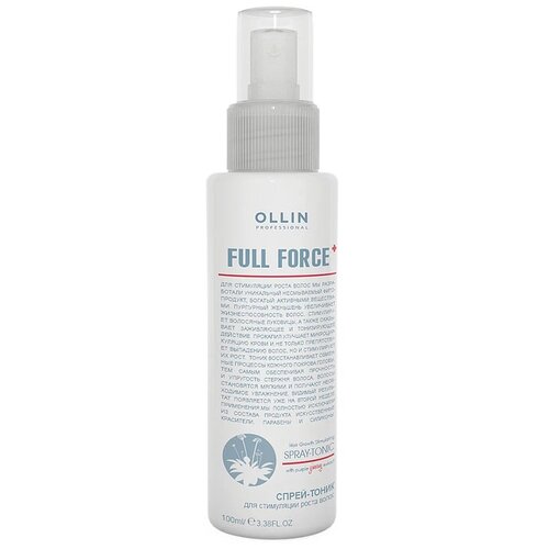 OLLIN Professional Full Force Спрей-тоник для стимуляции роста волос, 124 г, 100 мл, аэрозоль несмываемый уход для волос ollin professional спрей тоник для стимуляции роста волос с экстрактом женьшеня ollin full force