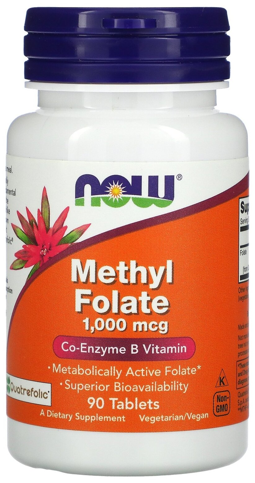 Капсулы NOW Methyl Folate 1000 мкг, 90 шт.