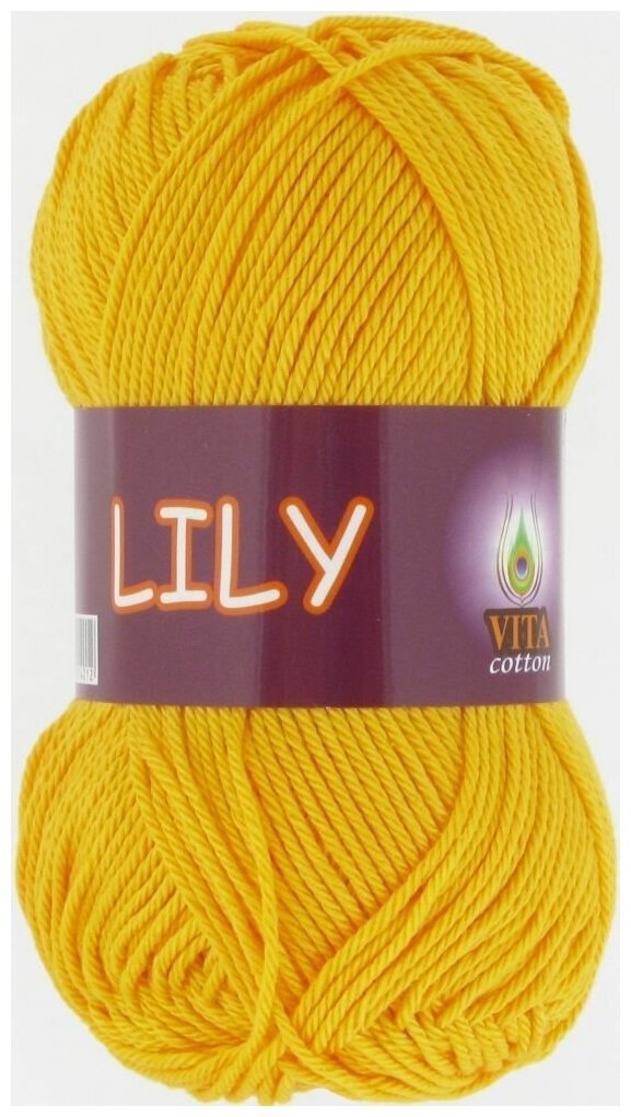 Пряжа VITA cotton Lily, желтый - 1634, 100% мерсеризованный хлопок, 5 мотков, 50 г, 125 м.
