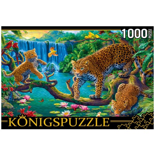 Пазл Konigspuzzle Леопарды у водопада, ФK1000-6634, 1000 дет., разноцветный игра настольная пазл 1000 леопарды у водопада 685 485мм картонная упаковка 11393