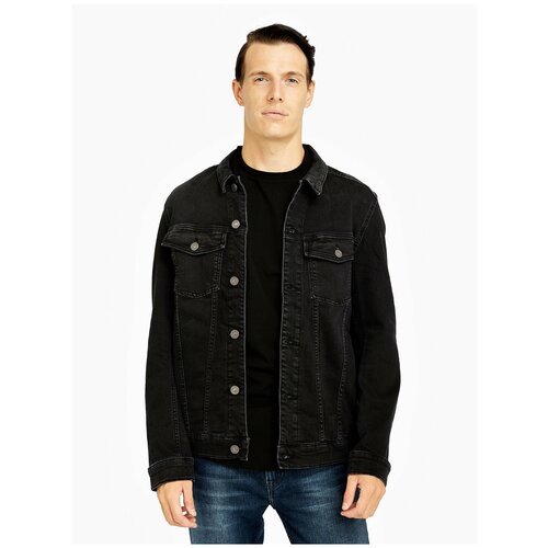 футболка karl lagerfeld размер 54 синий Джинсовая куртка Karl Lagerfeld, размер 54, черный