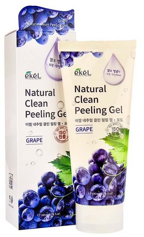 Ekel пилинг-скатка очищающий и освежающий с экстрактом винограда Ekel Grape Natural Clean Peeling Gel 180ml
