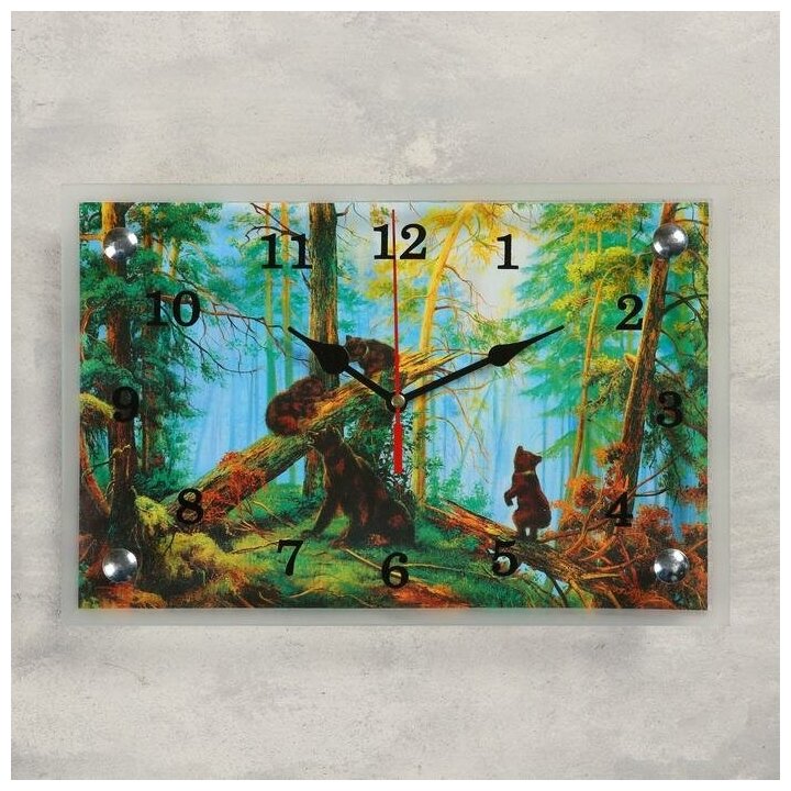 Часы настенные, серия: Животный мир, "Медведи в лесу", 20х30 см 1639503