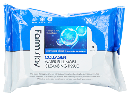 FarmStay Collagen Water Full Moist Cleansing Tissue, 30pcs