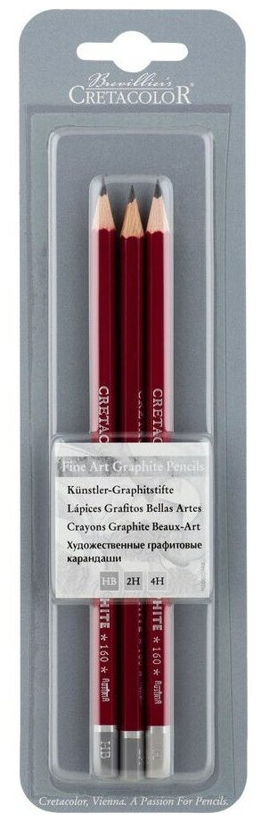 Чернографитовые карандаши CretacoloR Набор чернографитовых карандашей CLEOS, 3 типа твердости HB,2H,4H