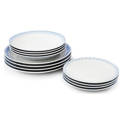 фото Набор тарелок 12 предметов (21, 22, 26 см) leander "hyggelyne /голубые узоры" / 158489