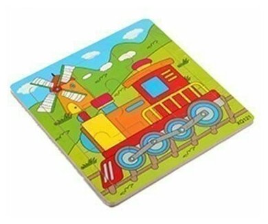 Деревянный пазл-рамка "Паровозик" для детей от 1 до 5 лет, 9 элементов