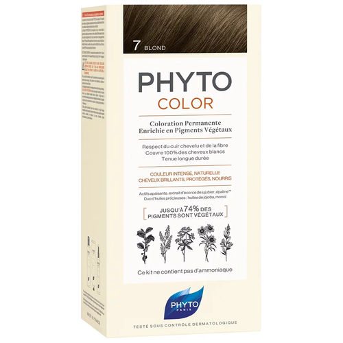 PHYTO PhytoColor краска для волос Coloration Permanente, 7 Блонд, 150 мл phytosolba фитоколор краска для волос 16 оттенков 9d очень светлый золотистый блонд
