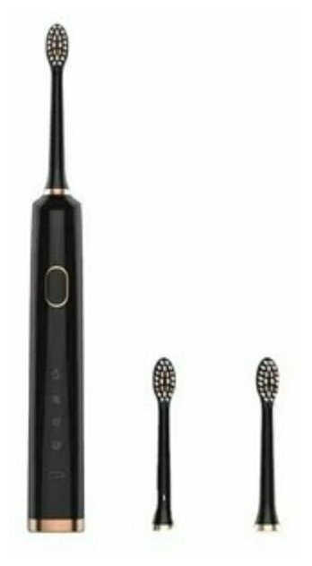 Электрическая ультразвуковая зубная щетка B002DC Автоматическая перезаряжаемая + 3 запасных щетки чёрная