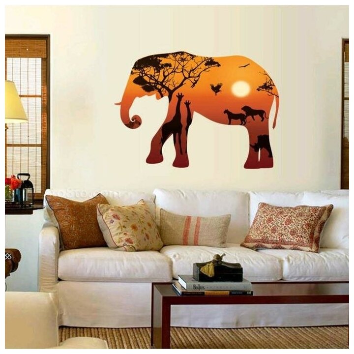 Наклейка пластик интерьерная "Слон. Африка" набор 2 листа 30х90 см 5067751