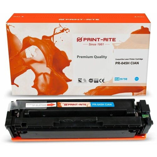 Картридж PRINT-RITE TFC448CPU1J, 045H Cian, голубой / PR-045H CIAN картридж для лазерного принтера print rite tfc447bpu1j pr 045h black