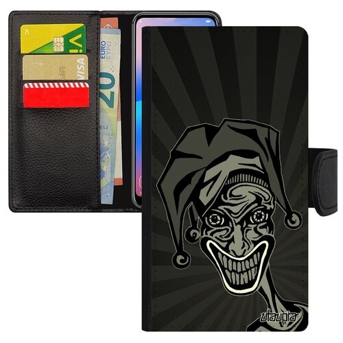 фото Противоударный чехол книжка для мобильного // xiaomi mi 8 // "джокер" joker дизайн, utaupia, серый