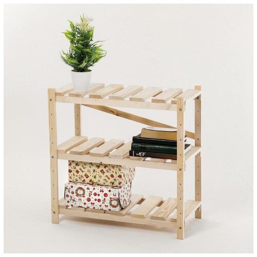 Добропаровъ Стеллаж деревянный усиленный 3 полки винтовое соединение регулируемые полки 60х60х30 см 4451₽