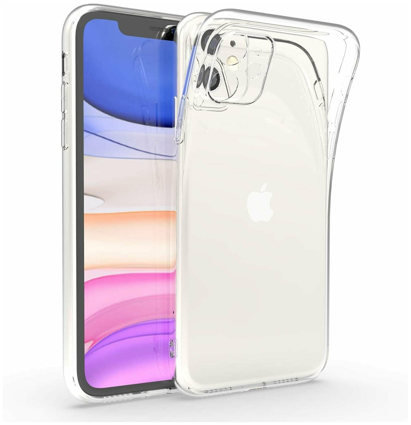 Ультратонкий чехол на Apple iPhone 11 с защитой камеры / Защитный силиконовый чехол для Эпл Айфон 11 / Premium силикон накладка (Прозрачный)