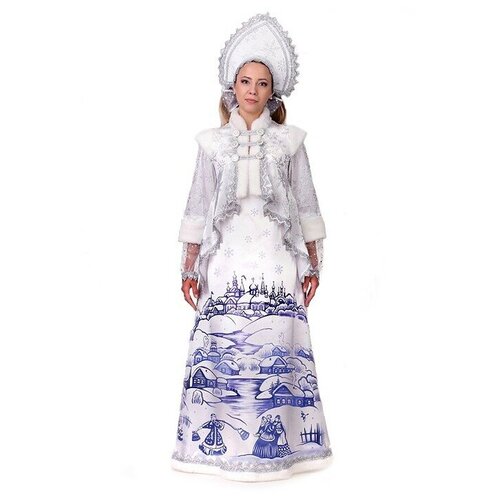 фото Карнавальный костюм "снегурочка лазурная белая взр." (платье, кокошник) р.48 батик