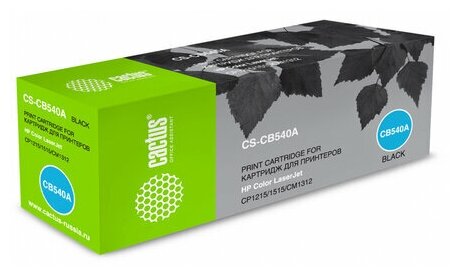 Картридж лазерный CACTUS (CS-CB540A) для HP CLJ CP1215/CP1515N/CM1312, черный, ресурс 2200 стр.