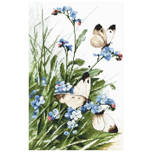 Набор для вышивания крестом Letistitch Butterflies and bluebird flowers