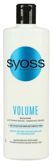 Бальзам для тонких волос Syoss Volume, 450 мл Syoss 6772086 .
