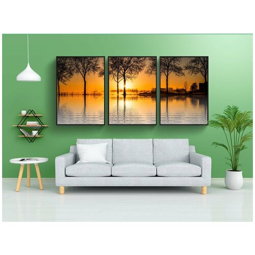 фото Набор модулных постеров для интерьера "заход солнца, праздник, солнце" 60x90 см. в тубусе, без рамки lotsprints