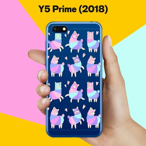 Силиконовый чехол Цветные ламы на Huawei Y5 Prime (2018) силиконовый чехол ламы на huawei y5 lite 2018