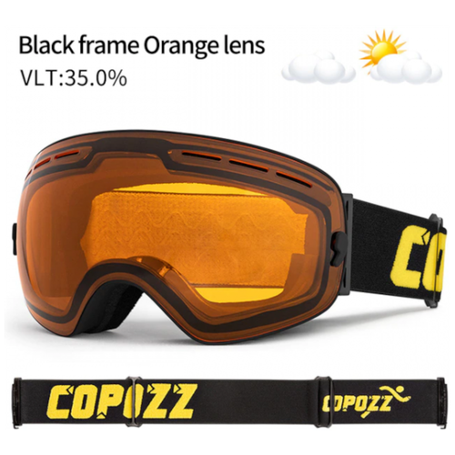 Горнолыжные очки COPOZZ, (Оранжевая линза, черная оправа) горячая распродажа лыжные очки для сноуборда очки для горного катания на лыжах снегоход зимние спортивные очки очки для снега велосипед