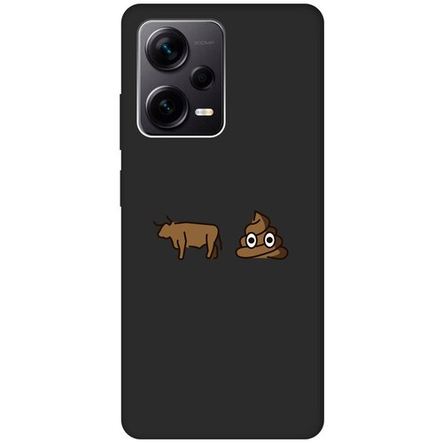 Матовый чехол Bull and Poo для Xiaomi Redmi Note 12 Pro / Note 12 Pro+ / Note 12 Explorer Edition с 3D эффектом черный матовый чехол rainbow unicorn для xiaomi redmi note 12 сяоми редми ноут 12 с 3d эффектом черный