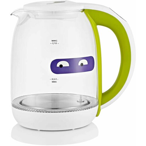 Чайник KITFORT КТ-6140-2 17 л 2200 Вт закрытый нагревательный элемент терморегулятор стекло белыйсалатовый 563800₽