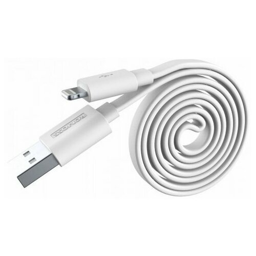 Кабель USB - Lightning Romoss CB12f-161-03 (плоский, белый) блок питания сетевой 2 usb earldom et 140 2400ma пластик кабель apple 8 pin цвет белый