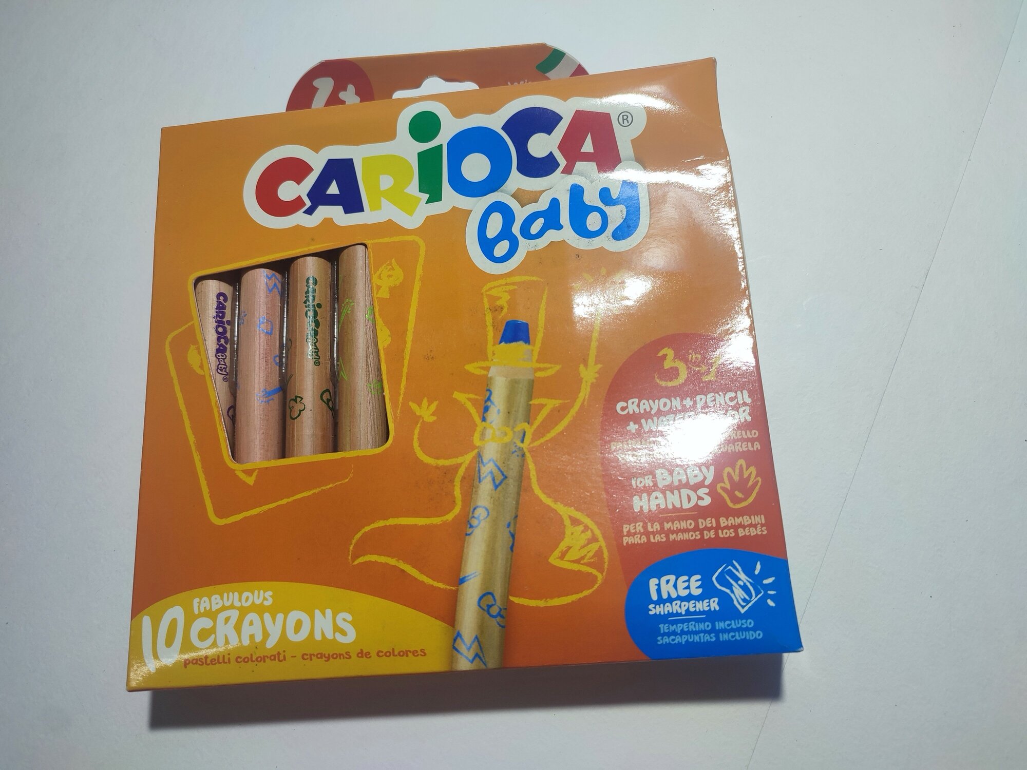Набор восковых карандашей Carioca Baby с точилкой (10 цв) - фото №2
