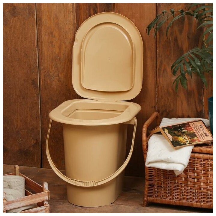 Ведро-туалет, h = 40 см, 17 л, съёмный стульчак, бежевое (1шт.) - фотография № 6