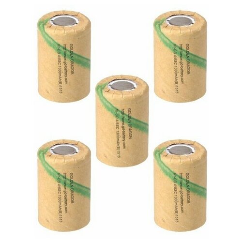 Аккумуляторы 4/5SC (Ni-CD, 1500mAh, 1.2V) комплект 5 штук аккумуляторы sc ni cd 1500mah 1 2v комплект 5 штук